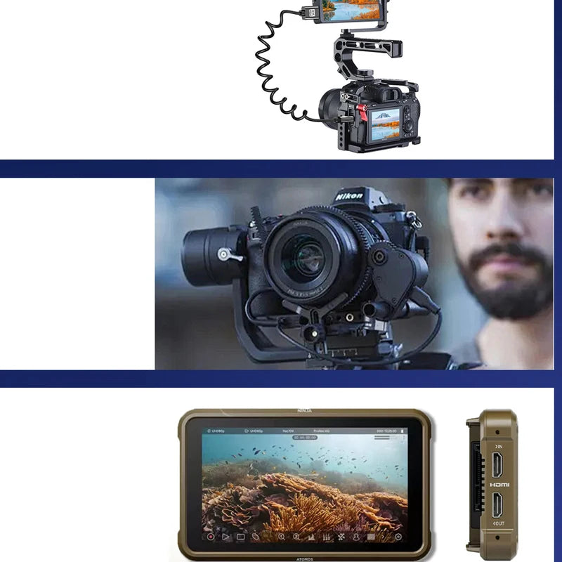 Câble HDMI spiralé pour caméra