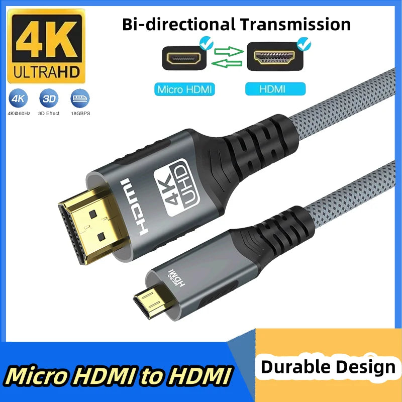 Câble tressé mini/micro-HDMI vers HDMI
